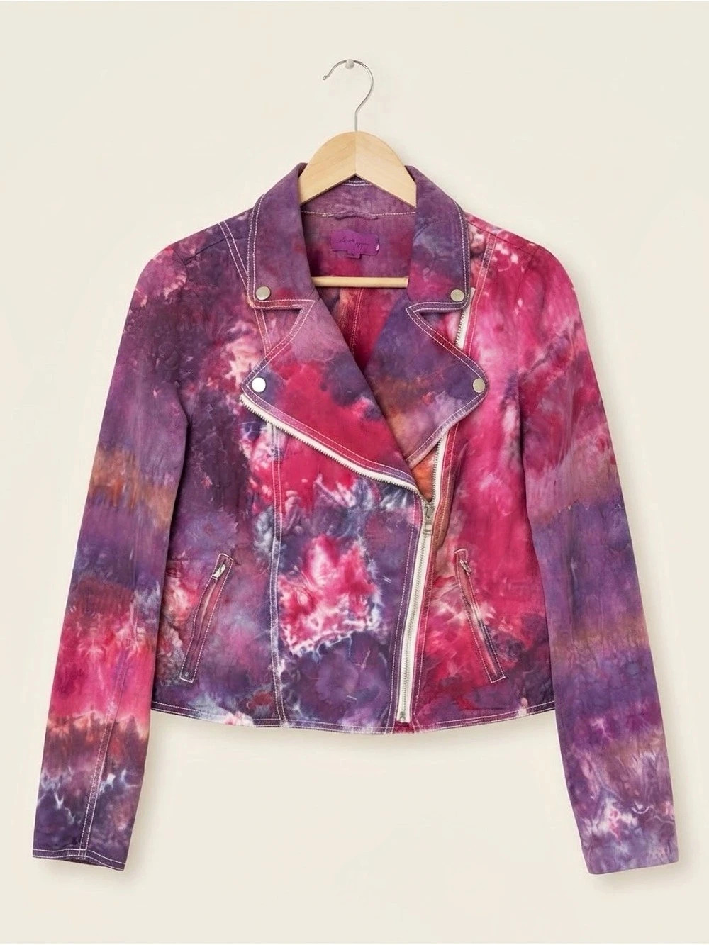 Ice Dyed Linen Moto Jacket